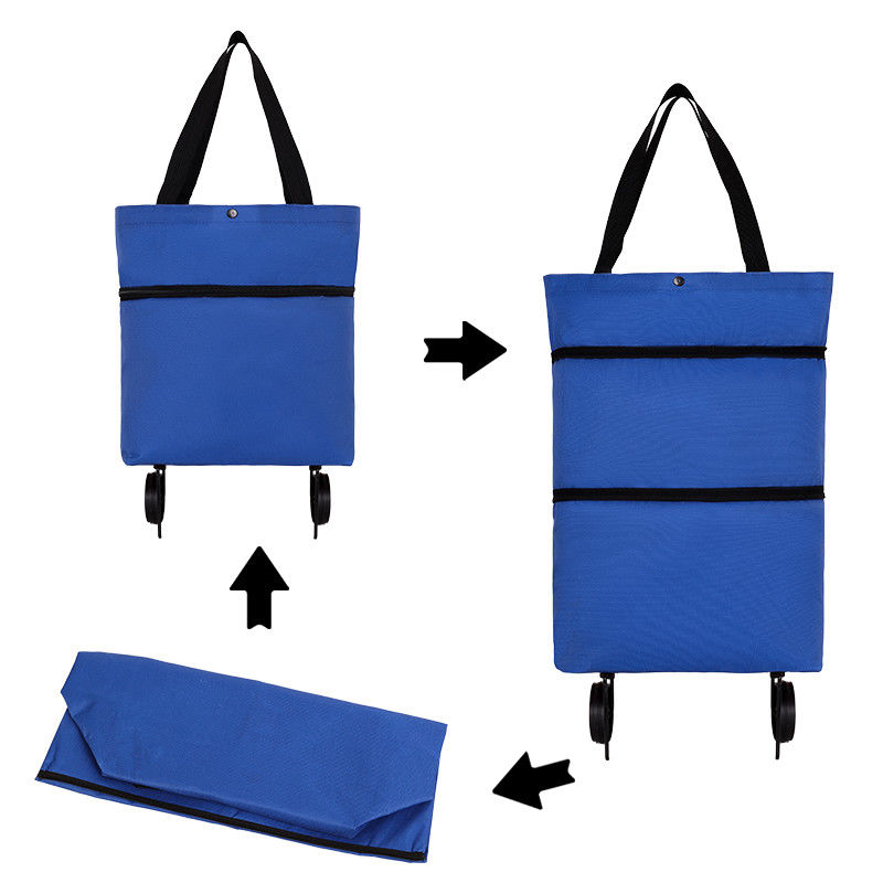 Oxford Trolley Reusable Shopping Bags With Wheels Extensible Foldable Portable