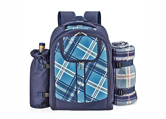 ISO9001 Polyester Camping Storage Bag , Waterproof Picnic Basket Set Backpack