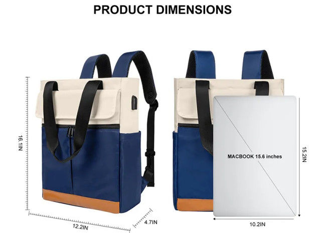 Waterproof Laptop Rolltop Backpack For College Women Computer Travel Custom Bookbag